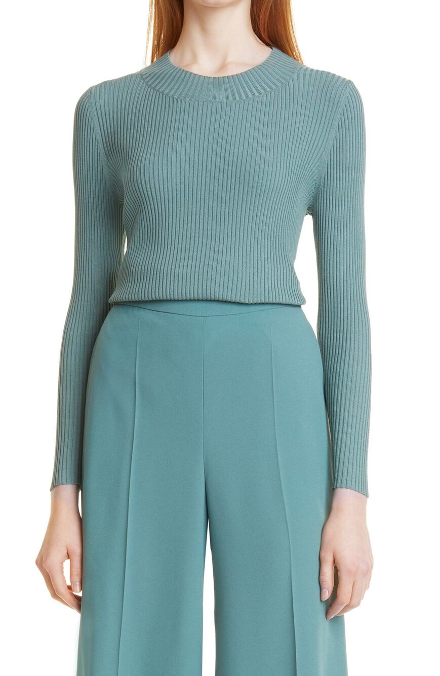 BOSS Fumna Ribbed Teal Sweater Size S